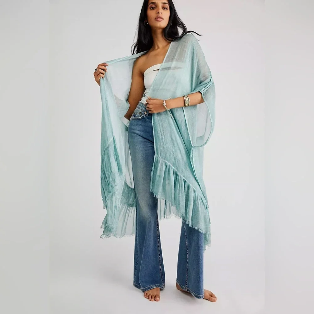 Free People Whisper Wash Ruffle Open Front